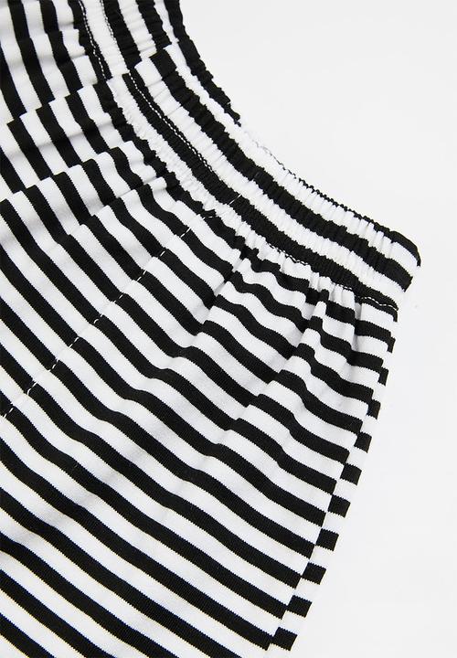 Pop Candy - Stripe tee & short set - black & white