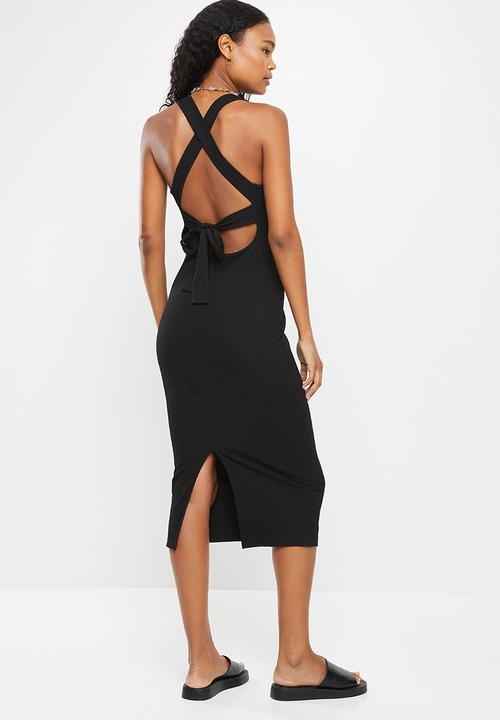 dailyfriday - Cross back bodycon midi - black