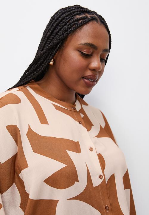 Superbalist - Co-ord relaxed printed shirt - tobacco cutout
