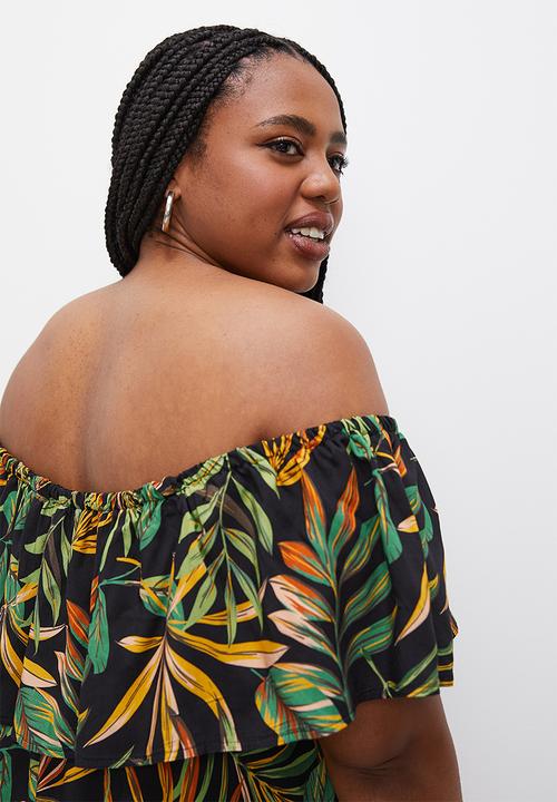 Superbalist - Peasant off the shoulder dress - black tropical