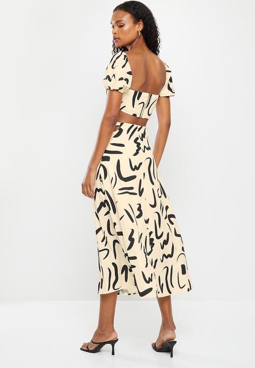 dailyfriday - Crop top & maxi skirt set - stone & black