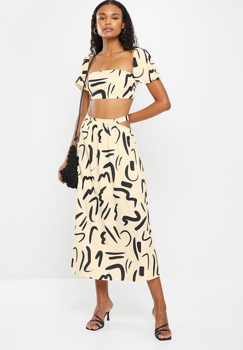 dailyfriday - Crop top & maxi skirt set - stone & black