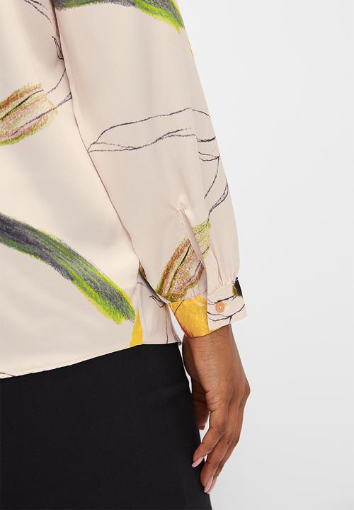 edit Plus - Satin floral shirt - ecru botanicals