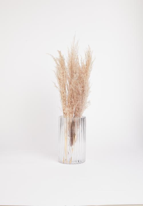 Silk By Design - Ribbed glass vase - column