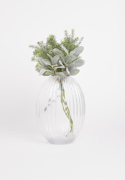 Silk By Design - Ribbed glass vase - oval