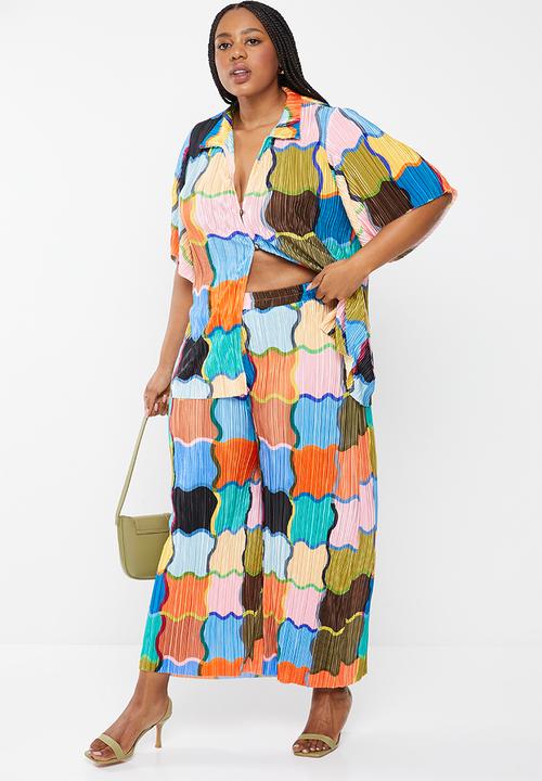 Me&B - Plus cropped wide leg printed pants - multi