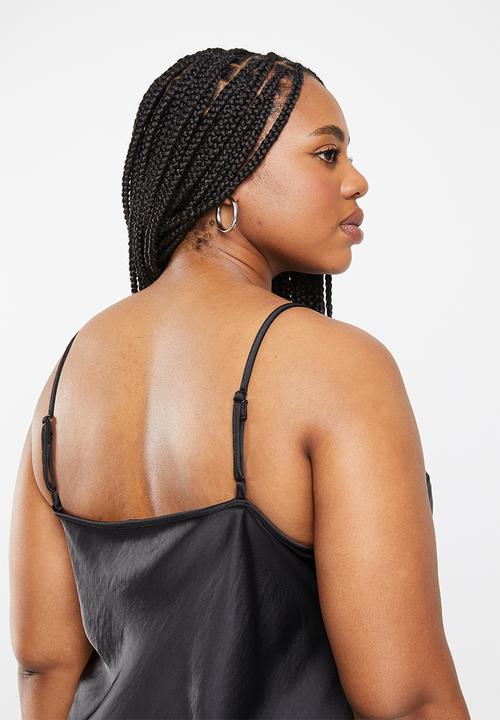 Me&B - Plus slit slip dress - black