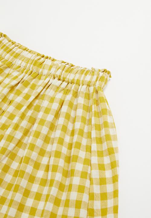 Pop Candy - Girls top & check skirt set - yellow