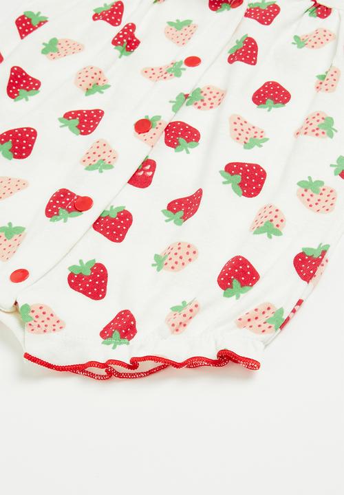 Pop Candy - Girls strawberry printed romper - white & red