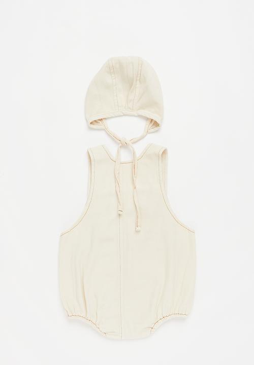 Pop Candy - Baby dungaree & hat set - off white
