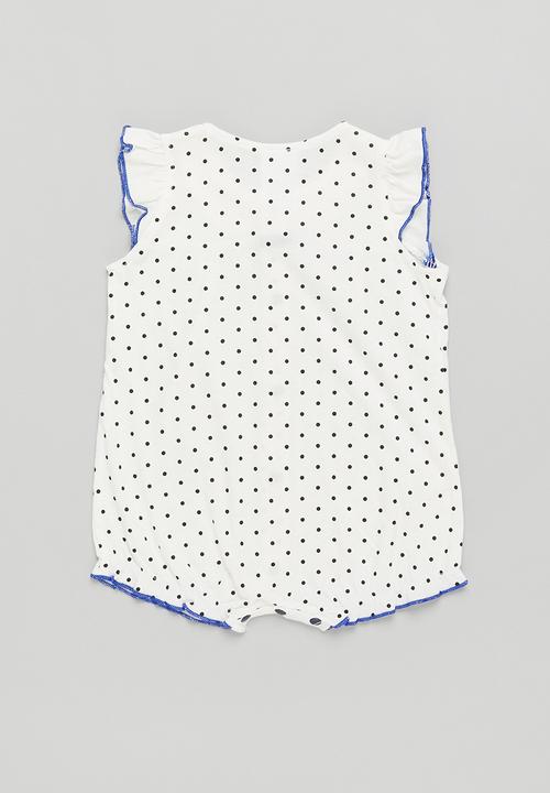 Pop Candy - Girls printed dot romper - white & navy