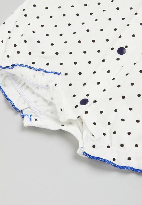 Pop Candy - Girls printed dot romper - white & navy