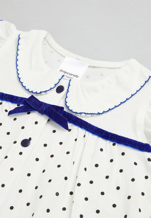 Pop Candy - Girls printed dot romper - white & navy