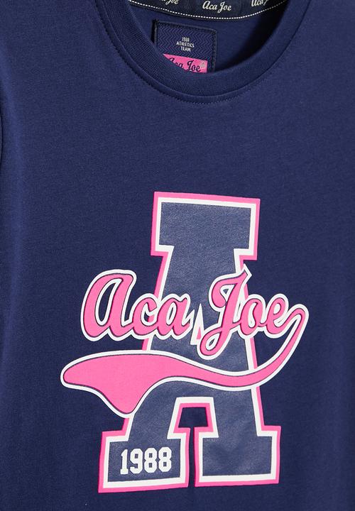 Aca Joe - Girls aca joe baseball print jersey tee - blue