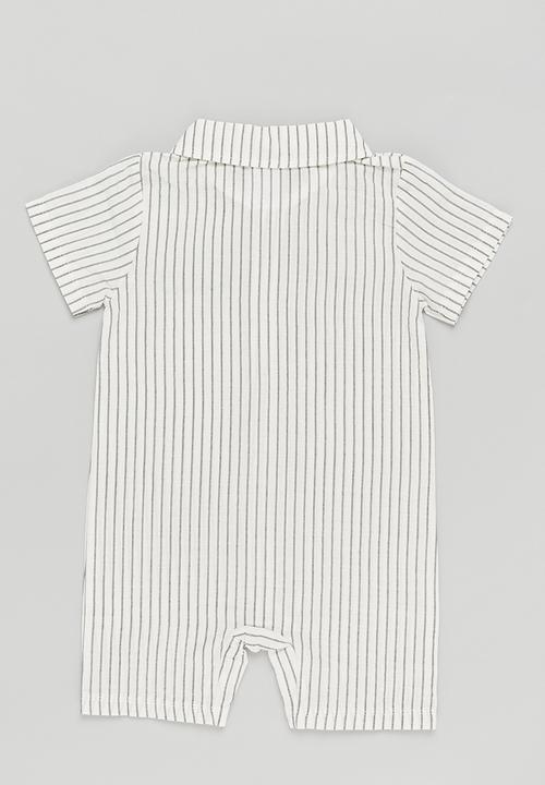 Pop Candy - Boys romper with bowtie - white & black