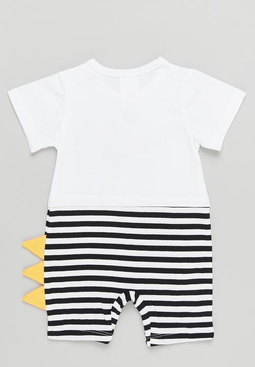 Pop Candy - Dino romper - white & black