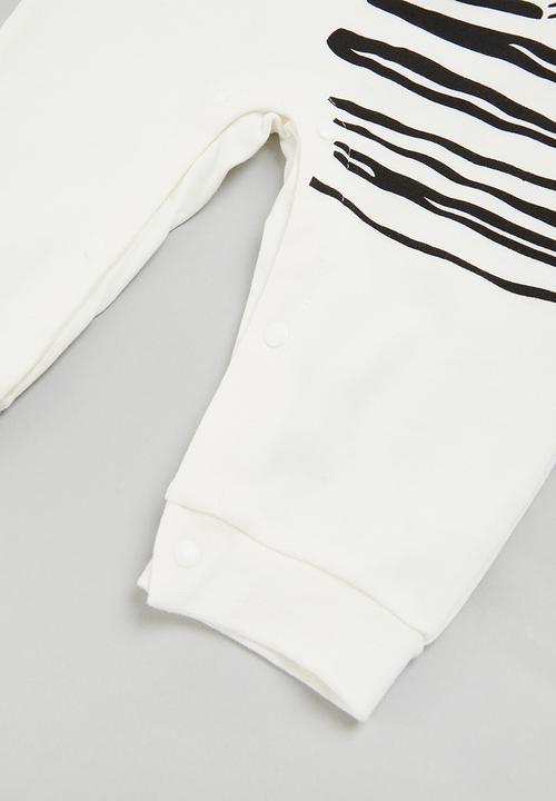 Pop Candy - Baby boys zebra romper - white