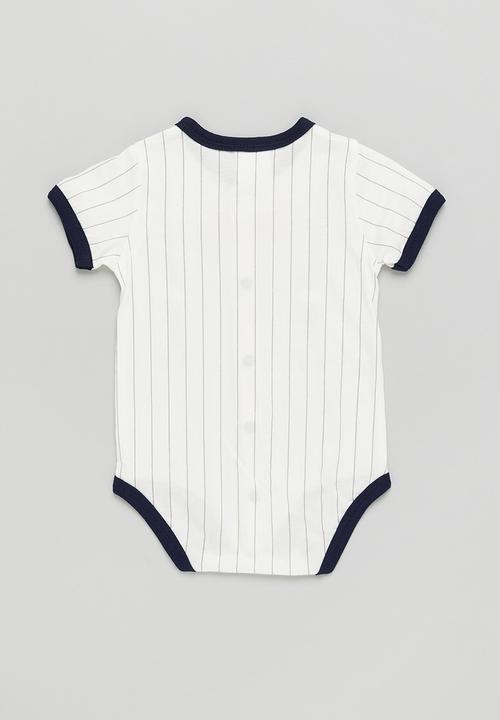 Pop Candy - Boys stripe babygrow - white