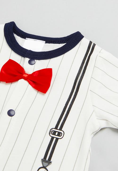 Pop Candy - Boys stripe babygrow - white