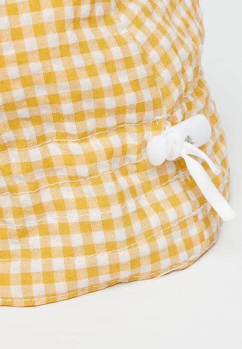 Pop Candy - Baby girls check sun hat - yellow