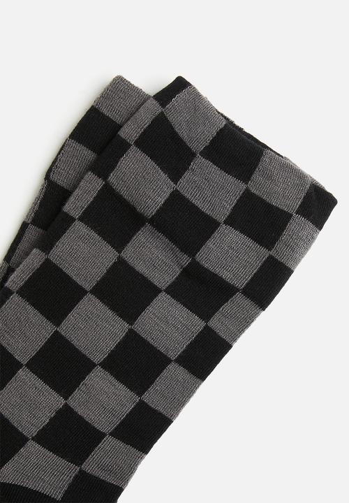 basicthread - Midi checkerboard socks - black & grey