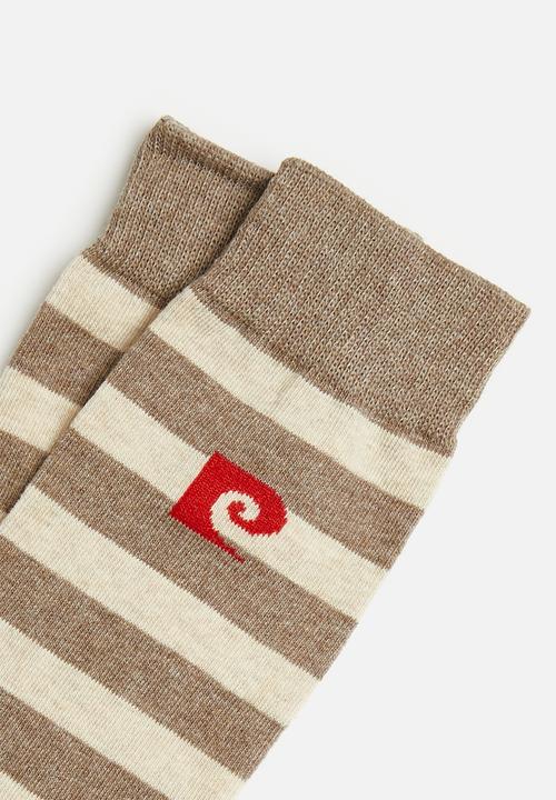 Pierre Cardin - Stripe toe cap socks - taupe