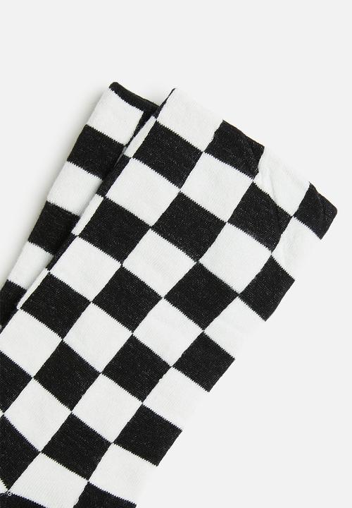 basicthread - Midi checkerboard socks - black & white