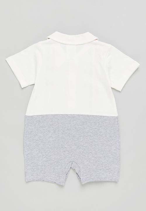 Pop Candy - Boys romper - white & grey