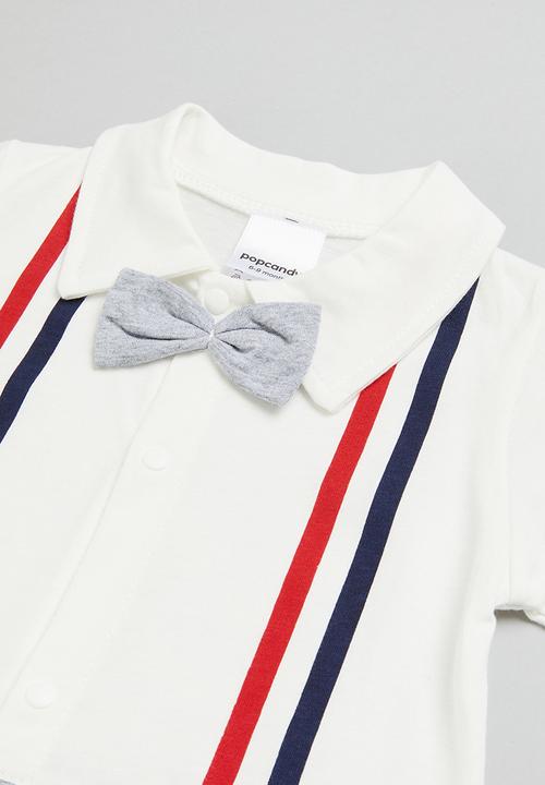 Pop Candy - Boys romper - white & grey