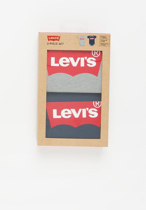 Levi’s® - Lhn batwing 2 pack bodysuit - grey heather & navy 
