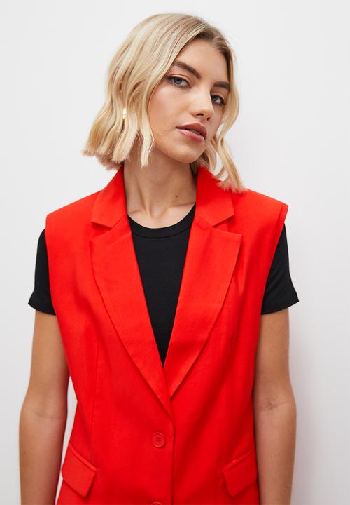 Superbalist - Sleeveless blazer -  red