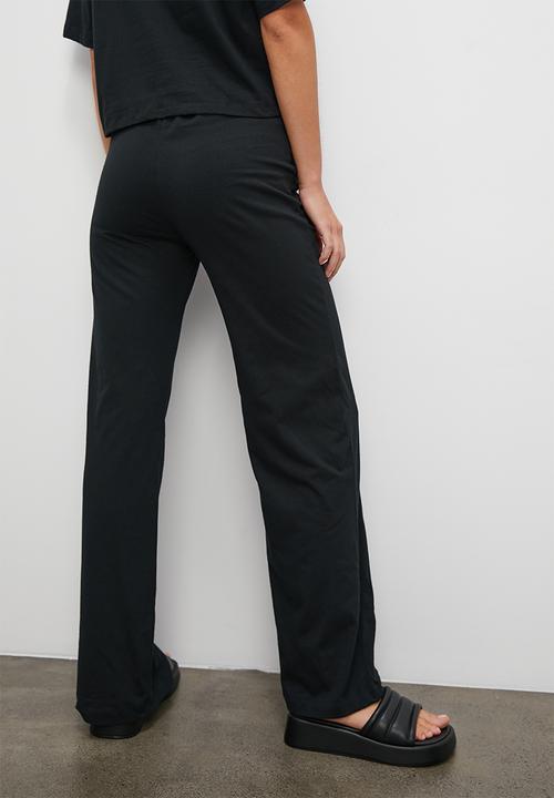 Superbalist - Knit wide leg trouser with tie belt - black