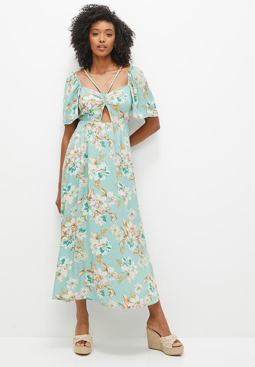 MILLA - Flutter sleeve tiered dress - blue 