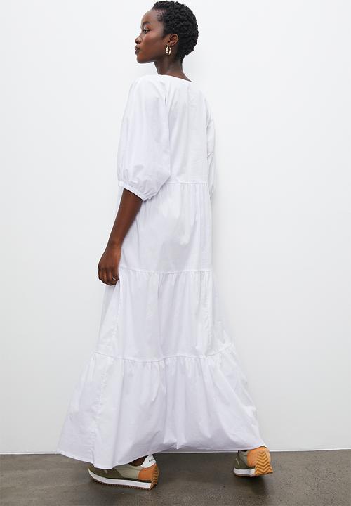 Superbalist - Tiered midi dress - white