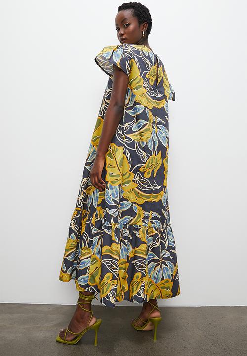 Superbalist - Printed a-line dress - blue palm