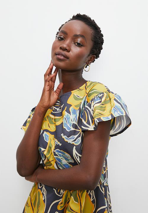 Superbalist - Printed a-line dress - blue palm
