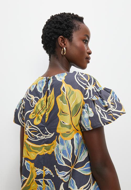 Superbalist - Printed a-line dress - blue palm