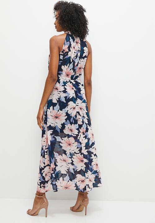 MILLA - Soft waist maxi halter with back detail - navy 