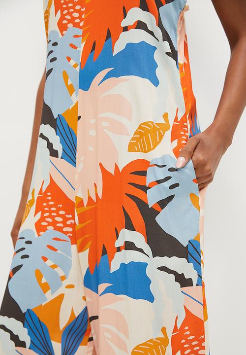 edit - Strappy v-neck wide leg jumpsuit - multi 