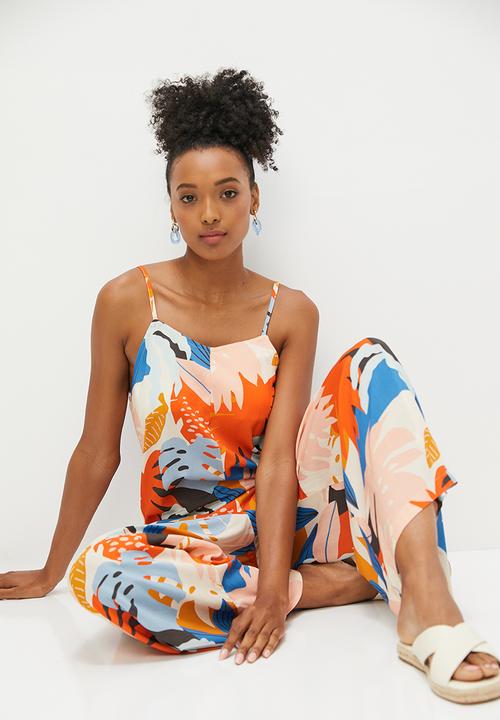 edit - Strappy v-neck wide leg jumpsuit - multi 