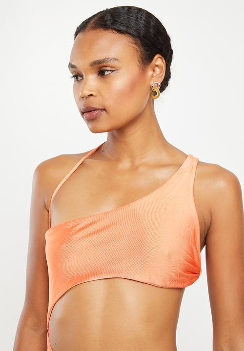 dailyfriday - High slit one shoulder dress - orange