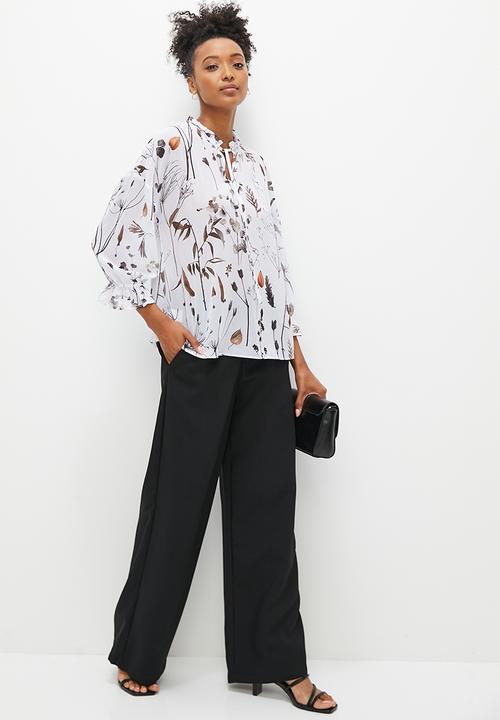 edit - Fluted split sleeve chiffon blouse - soft spring floral