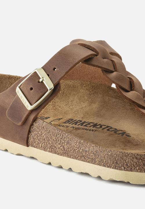 Birkenstock - Gizeh braided fl waxy oiled leather regular - cognac