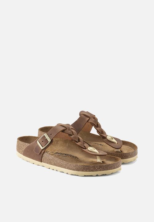 Birkenstock - Gizeh braided fl waxy oiled leather regular - cognac