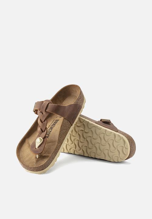 Birkenstock - Gizeh braided fl waxy oiled leather regular - cognac