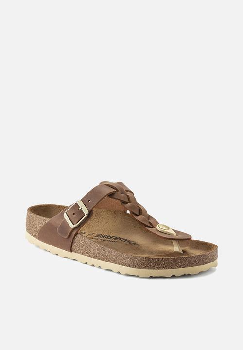 Birkenstock - Gizeh braided fl waxy oiled leather regular - cognac