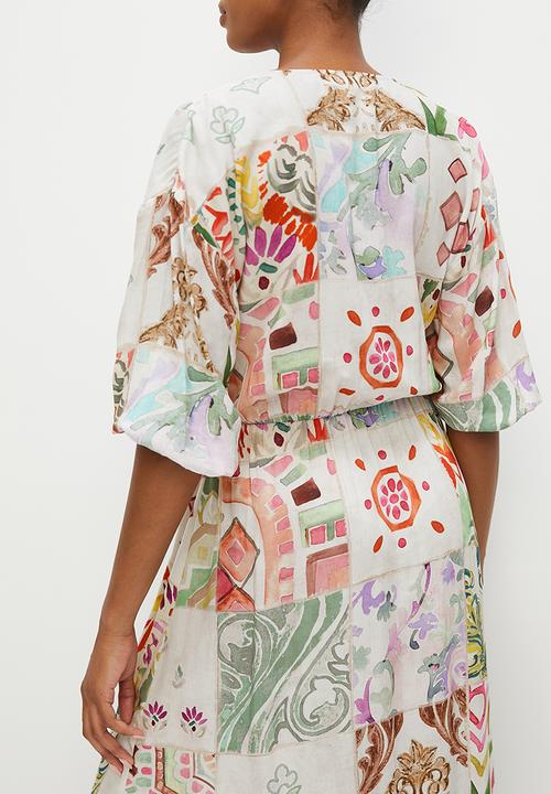edit - Wrap tiered maxi dress -  multi 