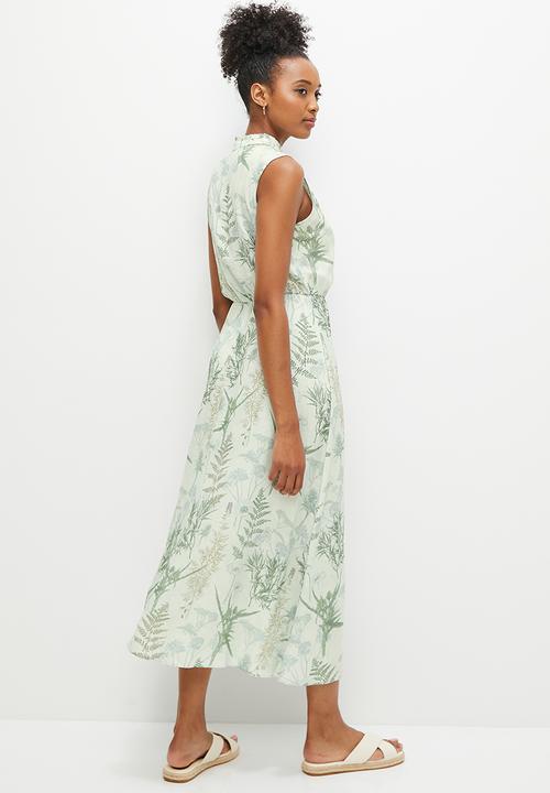 edit - Hanky hem fit & flare midaxi - dusty sage botanical