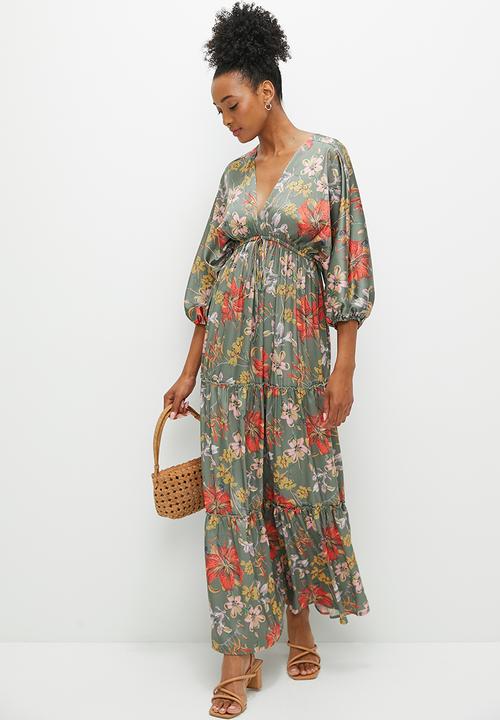 edit - Dolman sleeve boho tiered maxi - olives garden floral