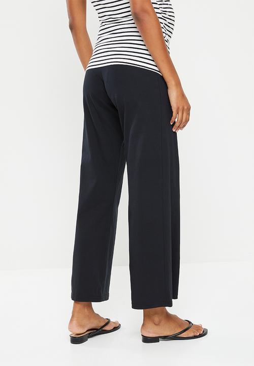 edit Maternity - Maternity ruched waist comfy wide leg - black